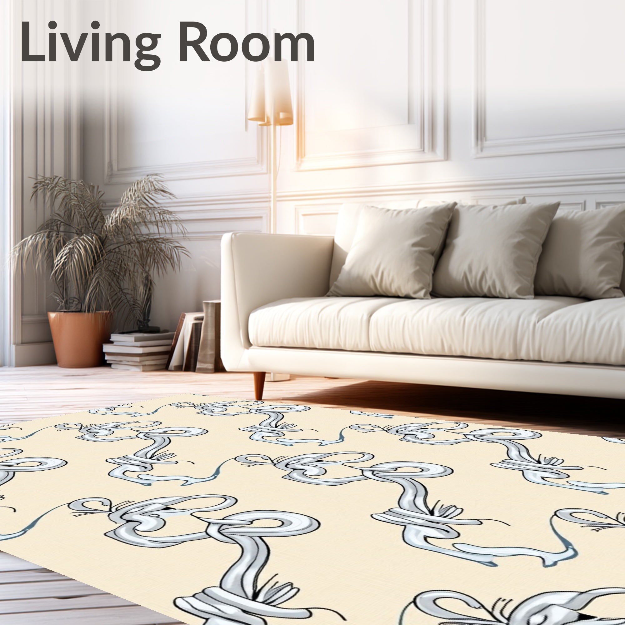 Whimsical Silver Smoke Cloud Rug