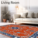 Terracotta Ornate Floral Medallion Rug
