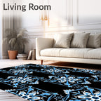 Blue White Geometric Hexagonal Medallion Rug