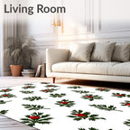Verdant Green Red Berry Sprig Rug