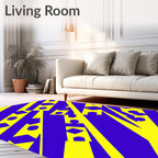 Electric Blue Yellow Jagged Stripes Rug