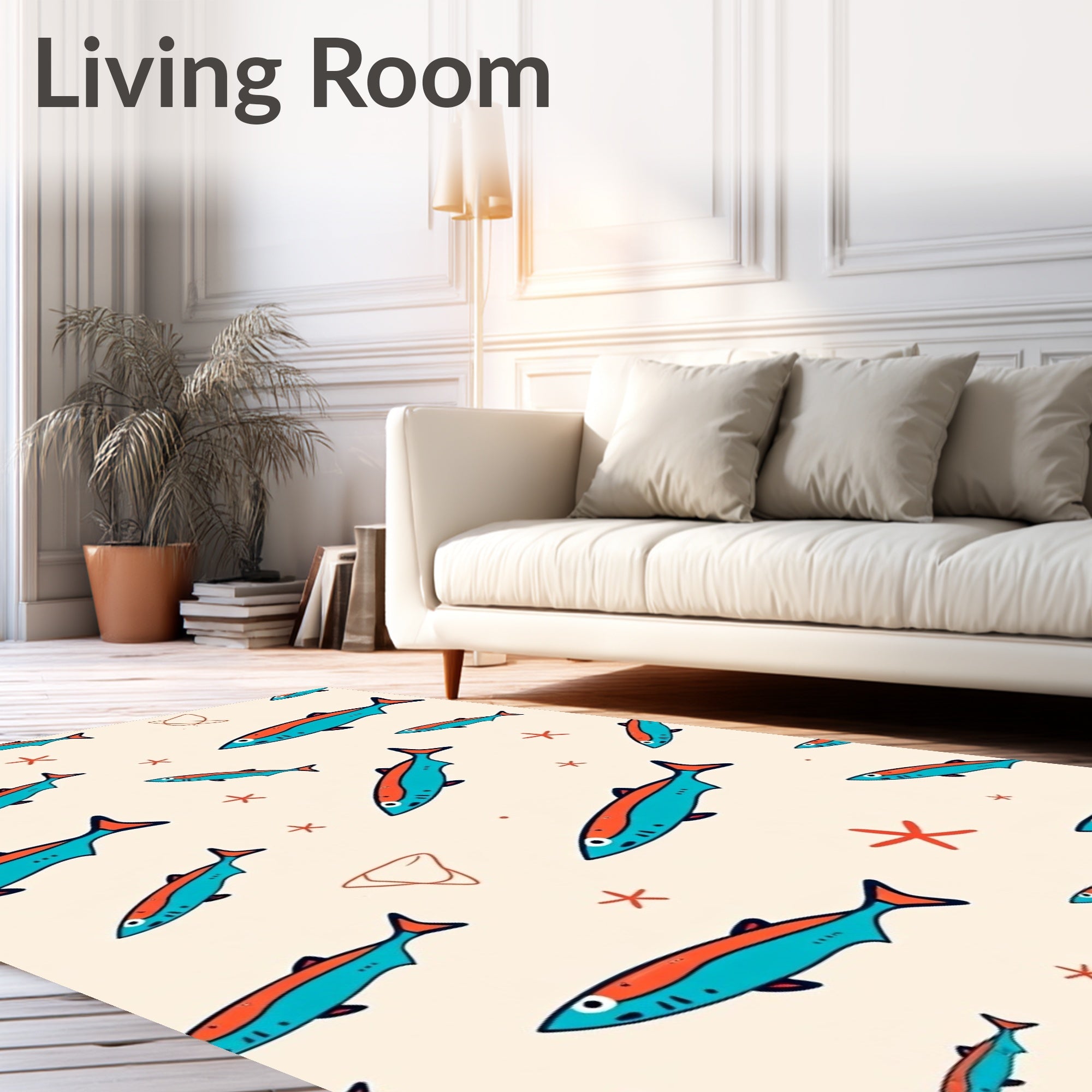 Teal Coral Fish Scatter Rug