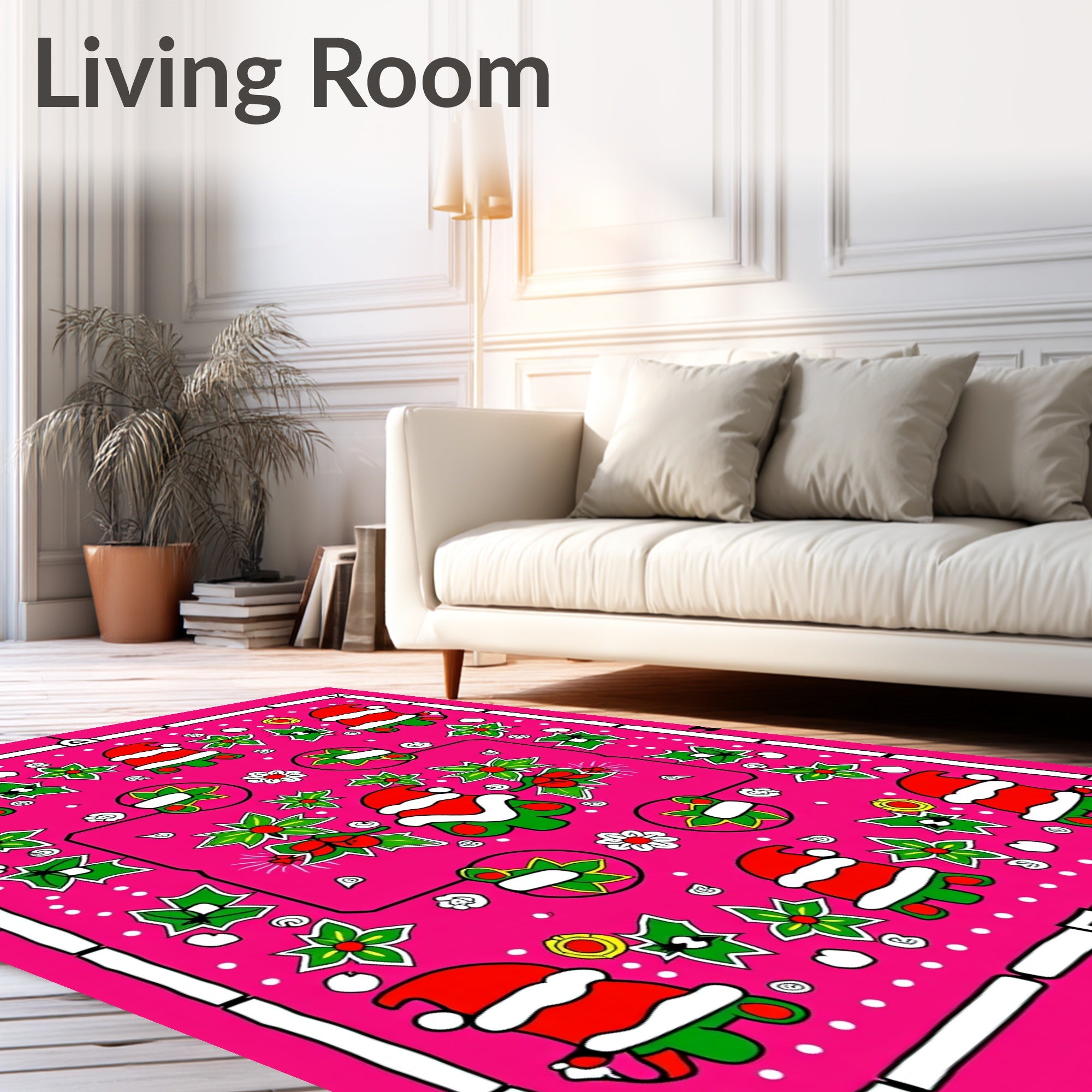 Pink Festive Santa Holly Blossom Rug