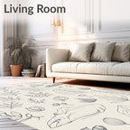 Botanical Sketch Collection With Slate Accents Rug