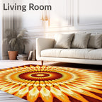 Warm Orange Burst Mandala Rug