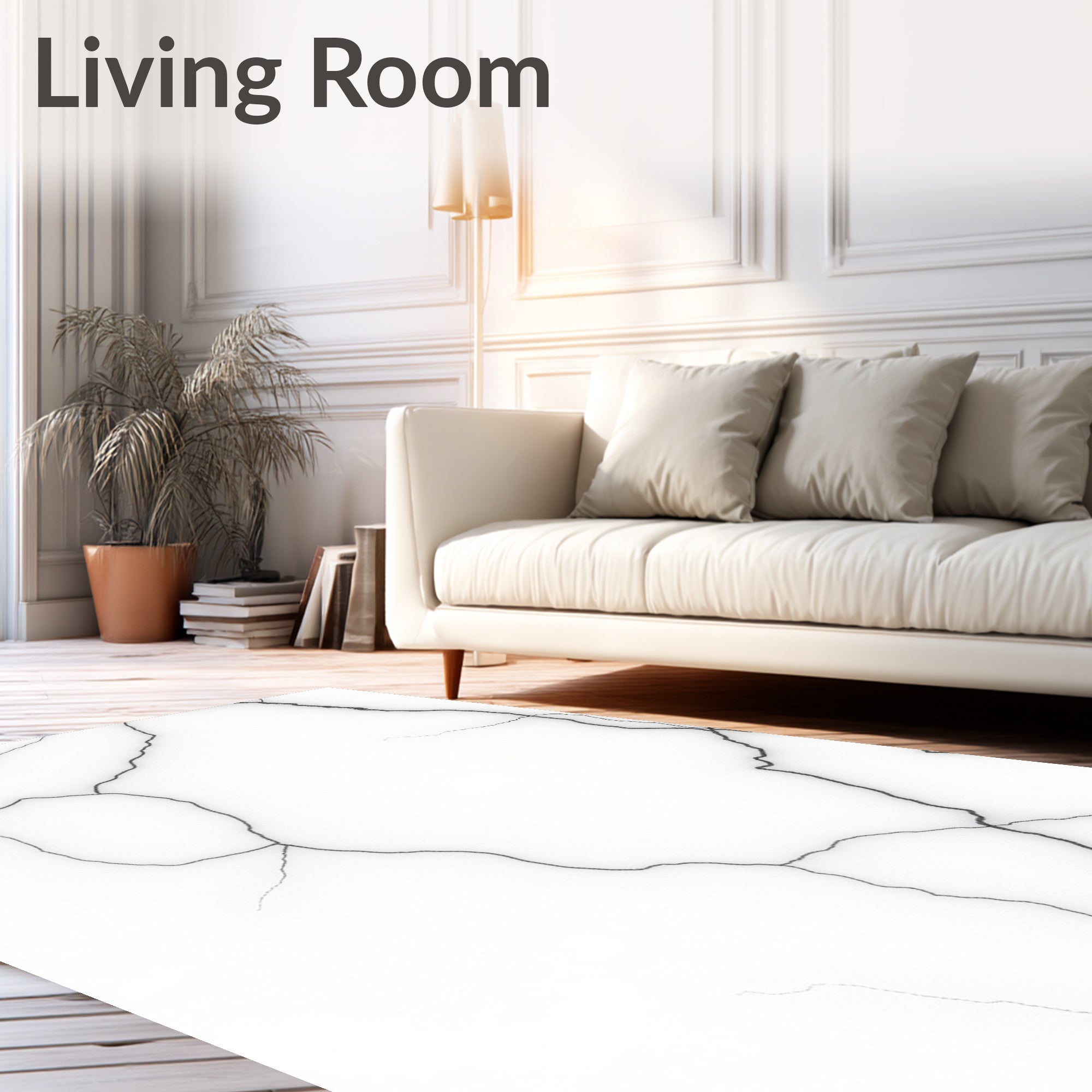 White Marble Vein Abstract Rug