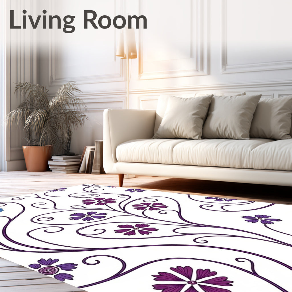 Violet Floral Swirl Vine Rug