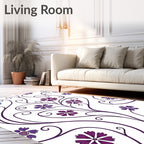 Violet Floral Swirl Vine Rug