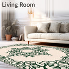 Emerald Green Scrollwork Central Bloom Rug
