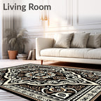 Ornate Ivory and Peach Medallion Rug