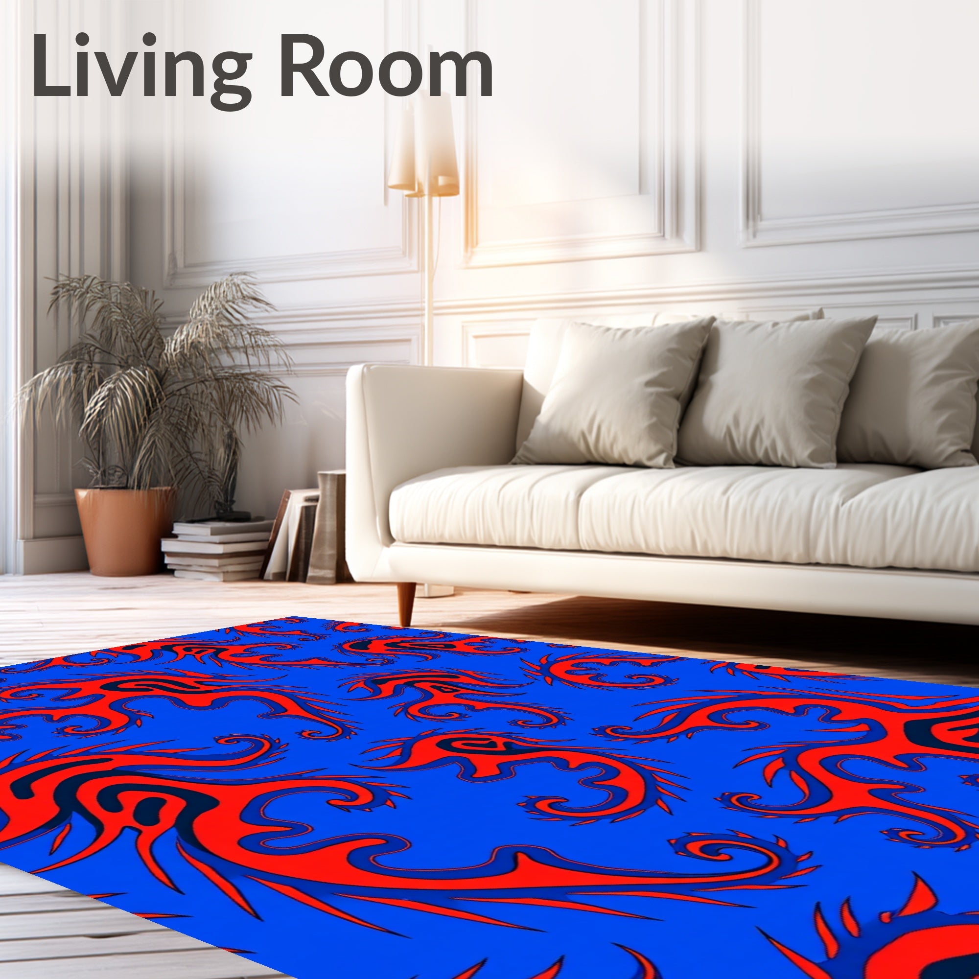 Vibrant Red Tribal Flame Rug