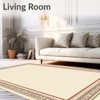 Terra Cotta Cream Geometric Border Rug