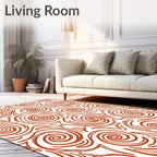 Orange Swirl Continuous Line Art Rug