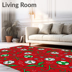 Red Football Vines Snowflakes Swirls Rug