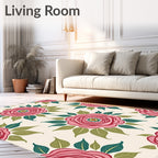 Pink Rose Blossom Floral Arrangement Rug