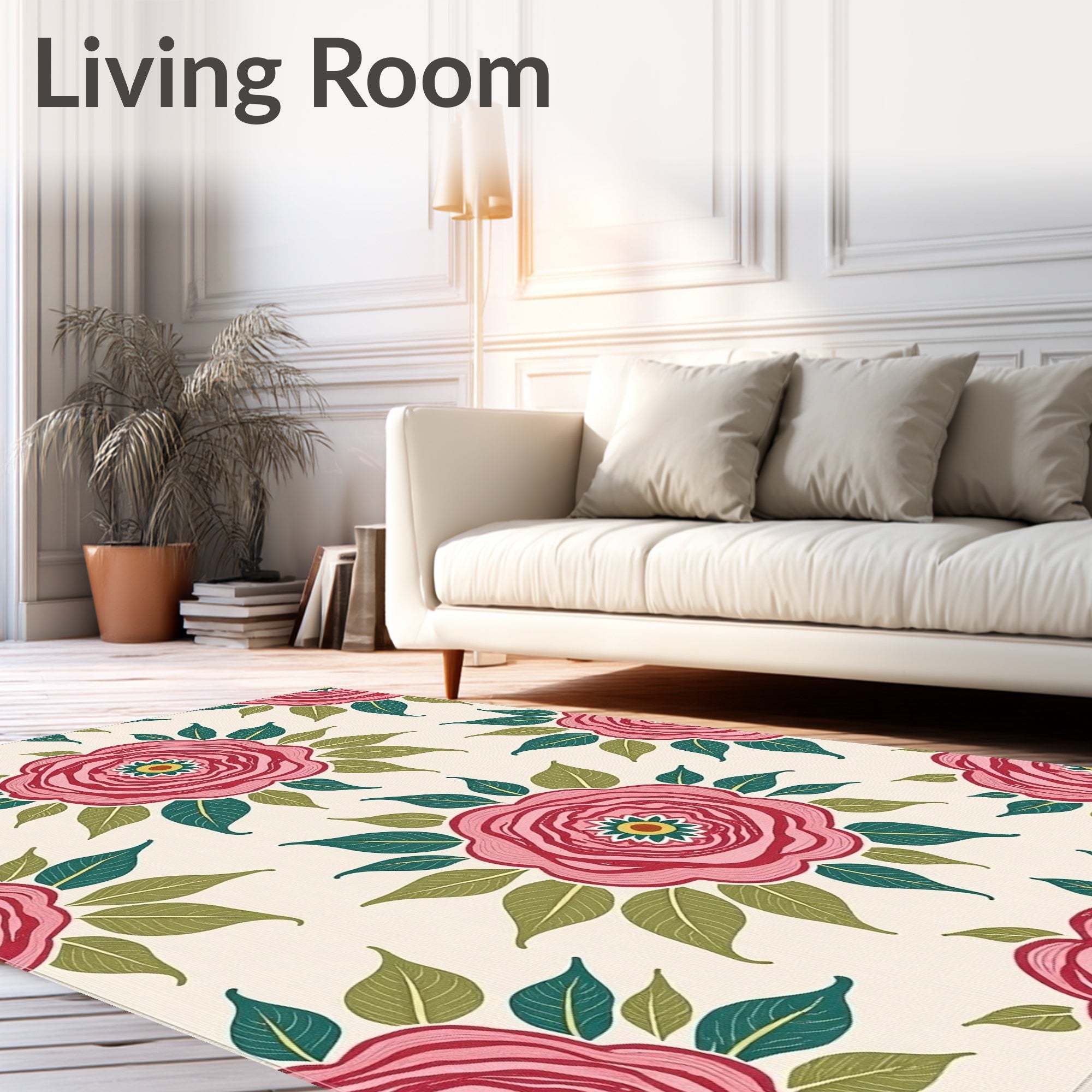 Pink Rose Blossom Floral Arrangement Rug