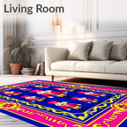 Bold Nutcracker Navy Pink Yellow Frame Rug