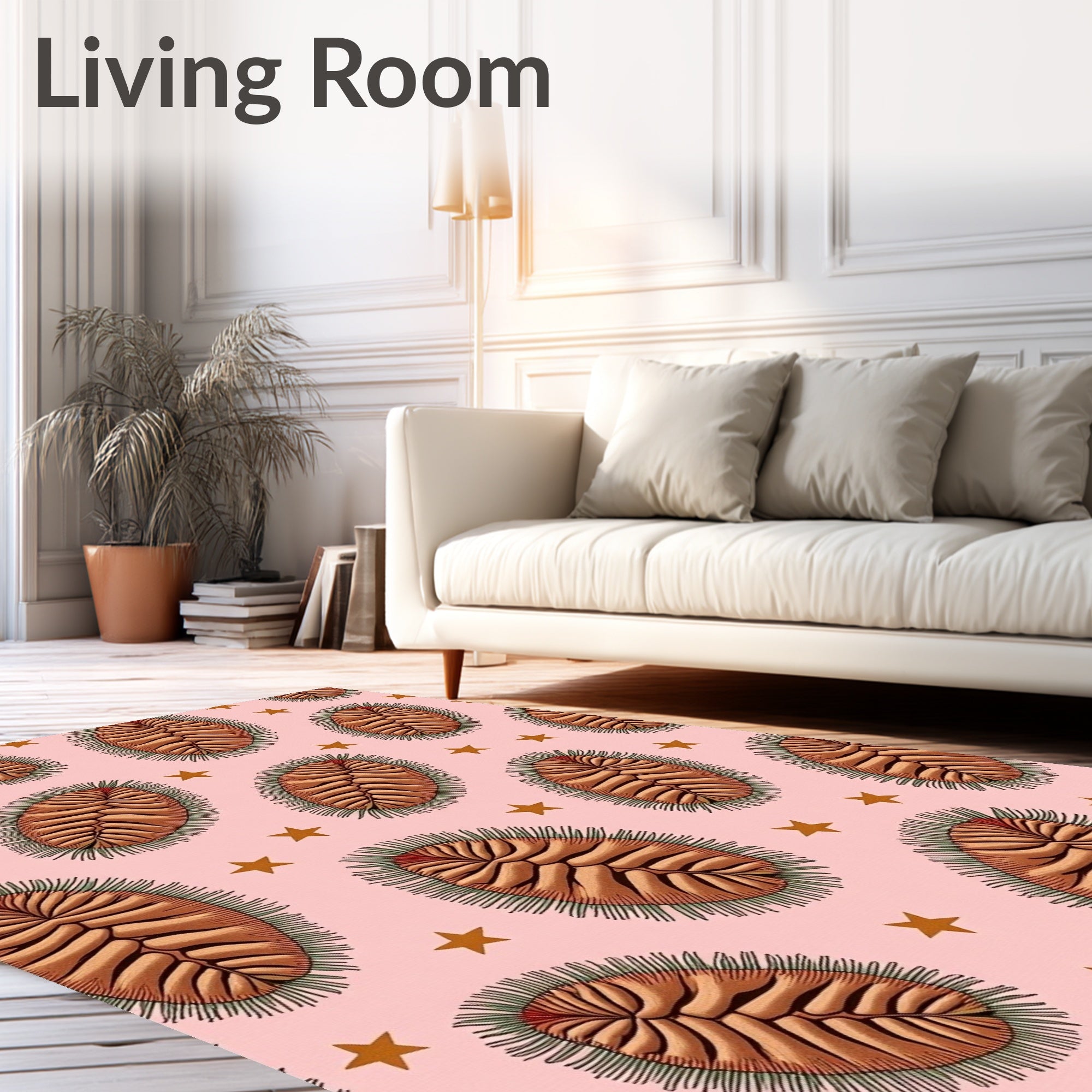 Pink Starburst Laurel Motif Rug