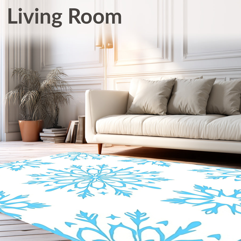 Arctic Blue Snowflake Scatter Rug