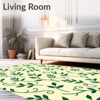 Dark Green Vine Botanical Swirls Rug