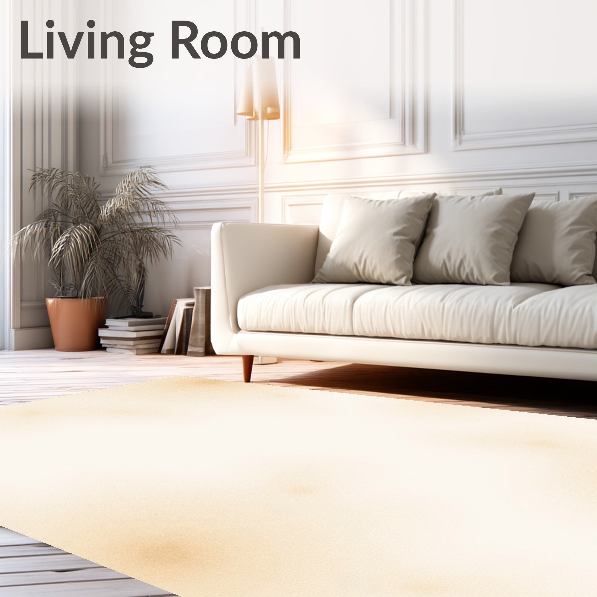 Creamy Beige Watercolor Splatter Rug
