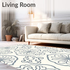 Soft Blue Floral Medallion Arabesque Rug