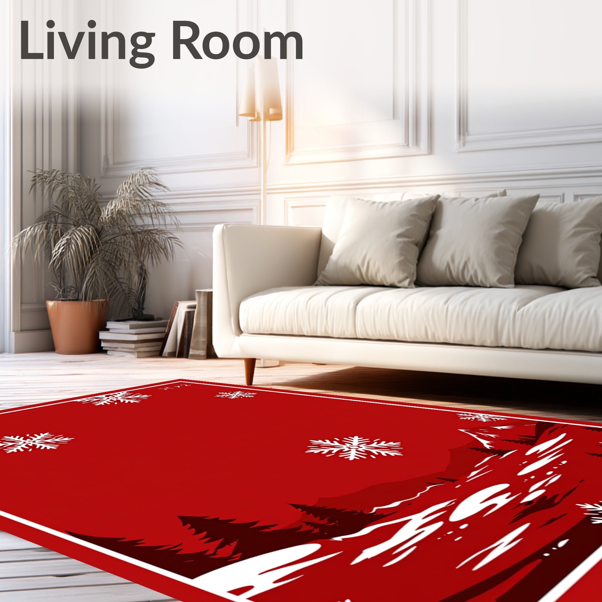 Winter Snowscape With Falling Snowflakes Rug