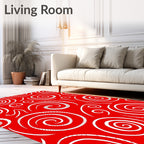 Bold Red Swirling Abstract Rug