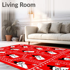 Red Snowman Winter Landscape Rug