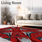 Bold Red Abstract Organic Symmetry Rug