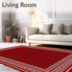 Rich Crimson Lattice Border Rug