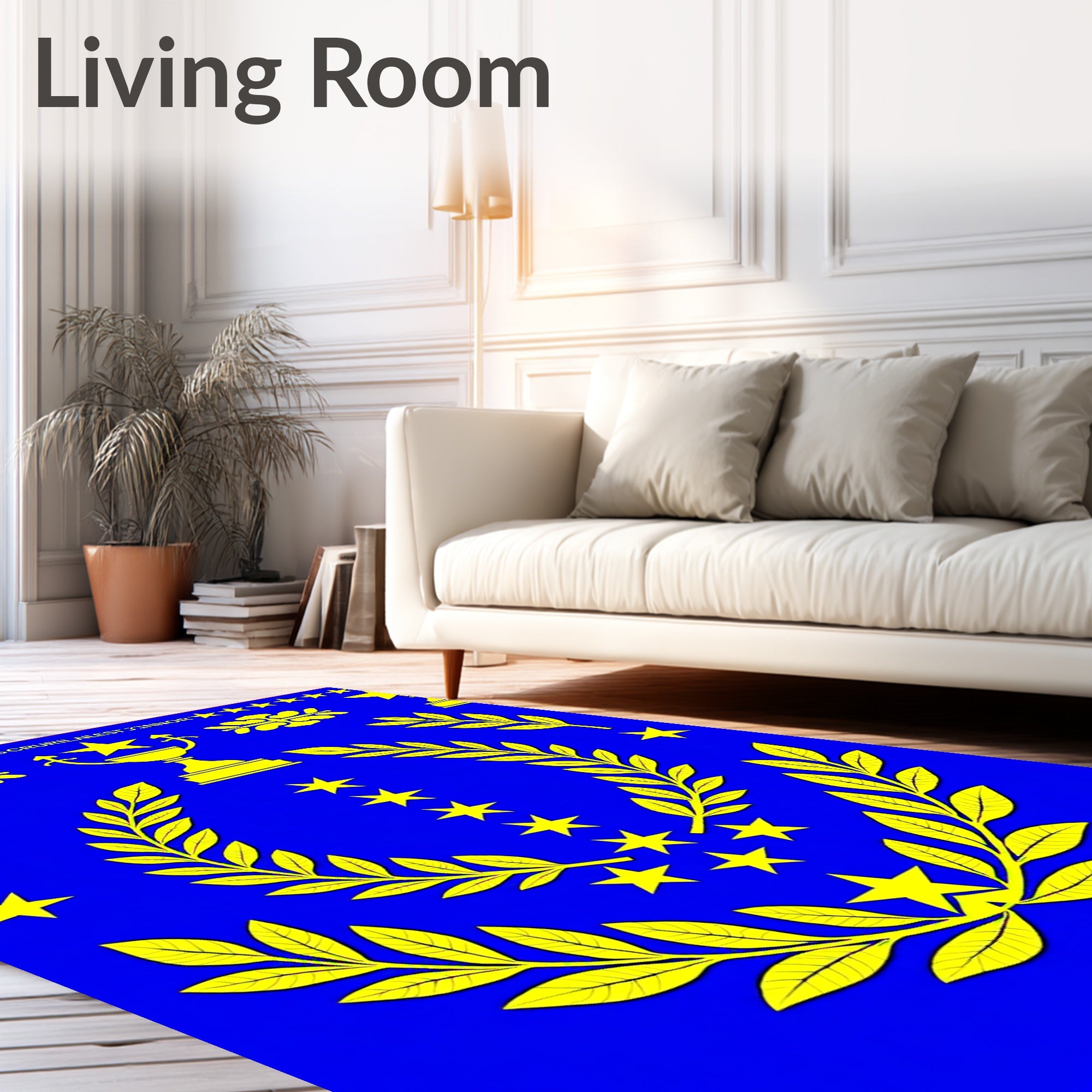 Golden Laurel Star Emblem Rug