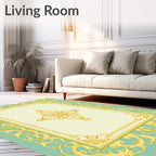 Vintage Gold Ornate Floral Frame Rug