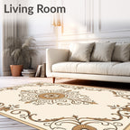 Ornate Golden Floral Medallion Rug