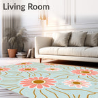 Retro Coral Daisy Burst Rug