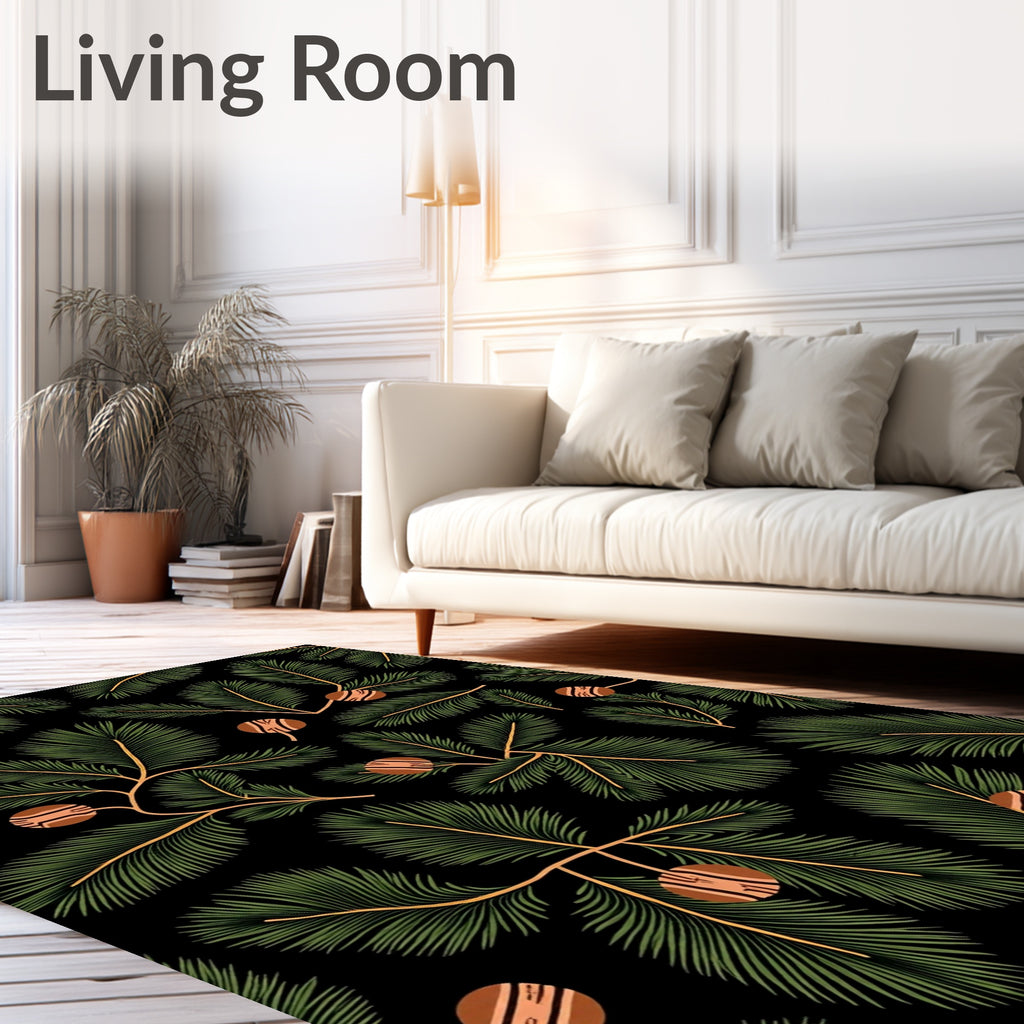 Evergreen Pine Conifer Foliage Garland Rug