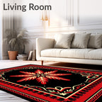 Bold Red Floral Starburst Rug