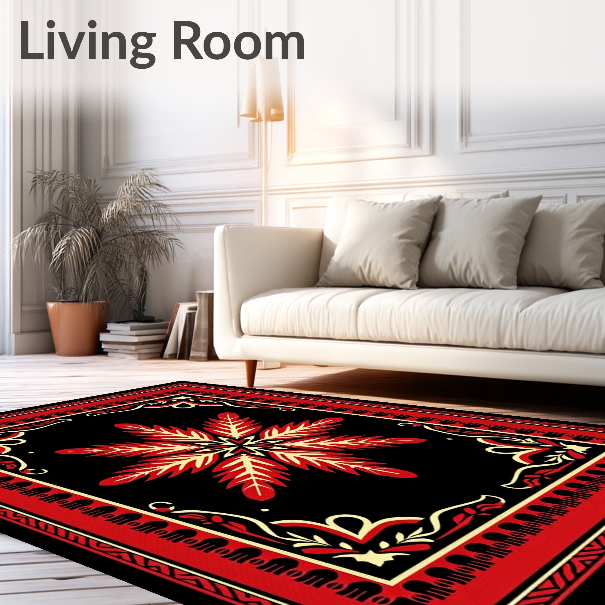 Bold Red Floral Starburst Rug