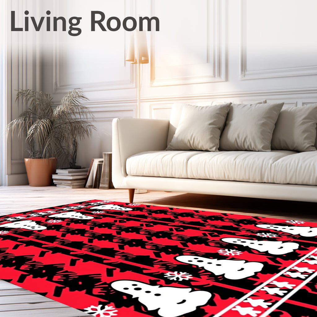 Red Black Snowman Snowflake Houndstooth Hug Rug