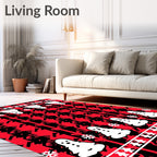Red Black Snowman Snowflake Houndstooth Hug Rug