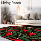 Bold Red Cardinal Evergreen Branch Rug