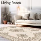 Antique Beige Floral Medallion Rug
