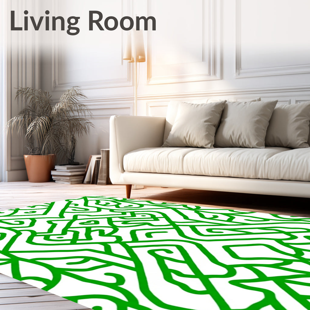 Vibrant Emerald Intertwined Lattice Rug