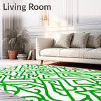 Vibrant Emerald Intertwined Lattice Rug