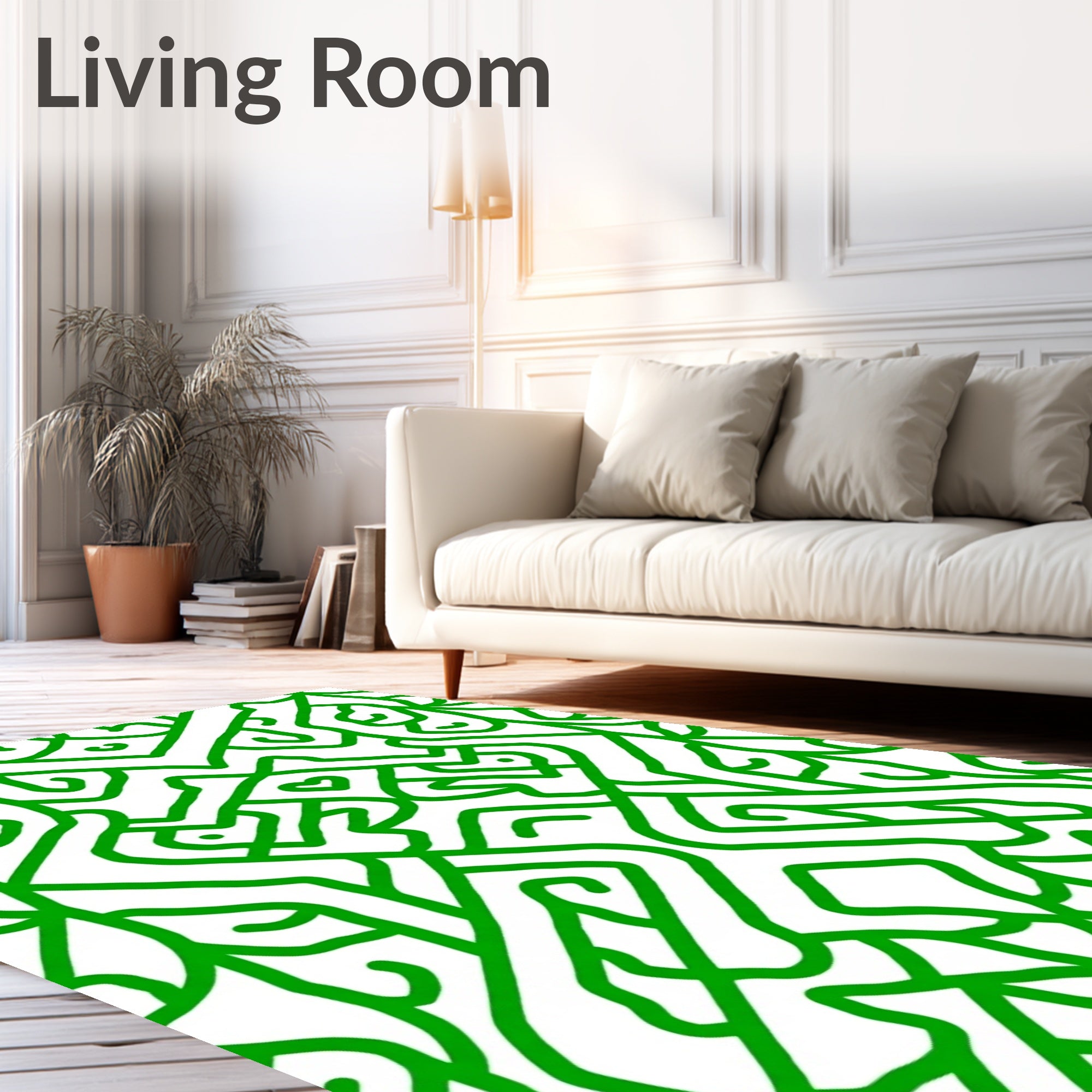 Vibrant Emerald Intertwined Lattice Rug