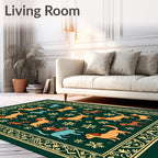 Whimsical Dachshund Snowflake Border Rug