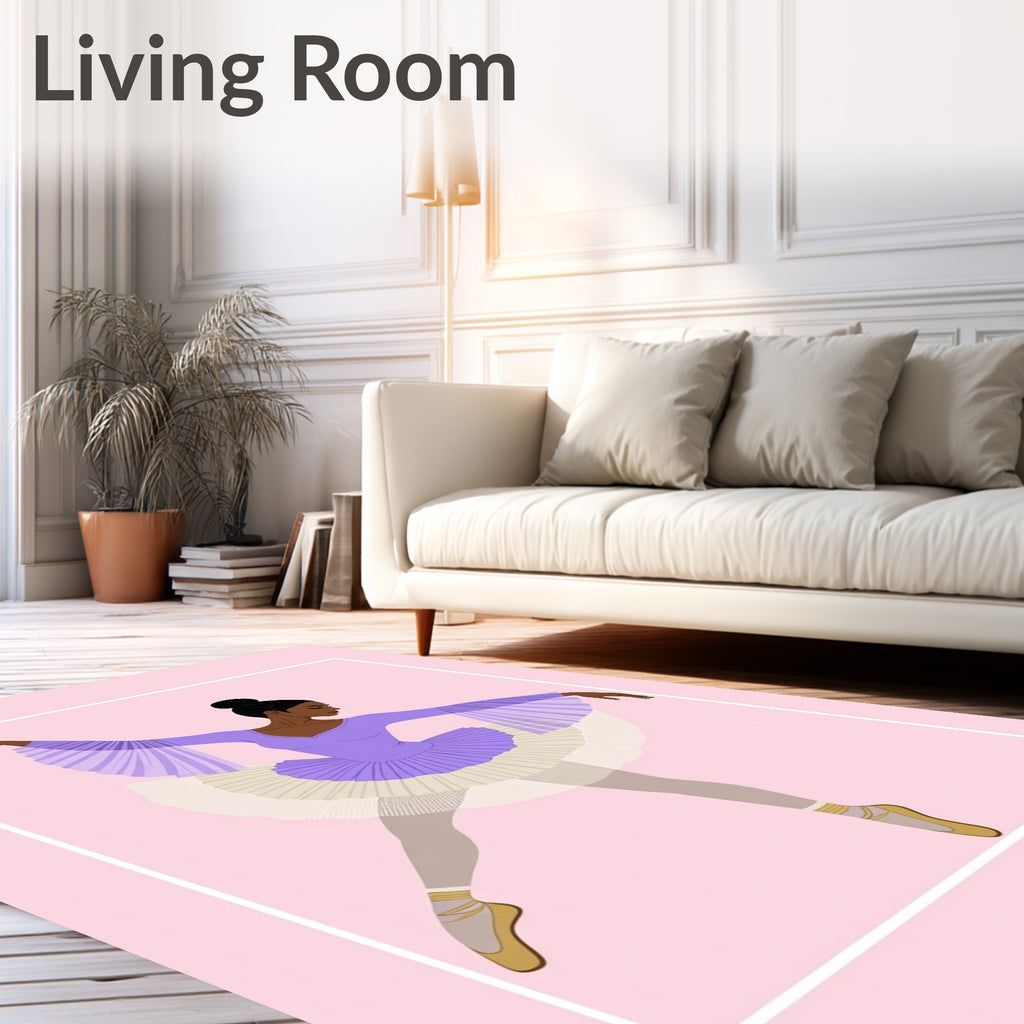 Ballerina in Lilac Tutu Ballet Pose Rug
