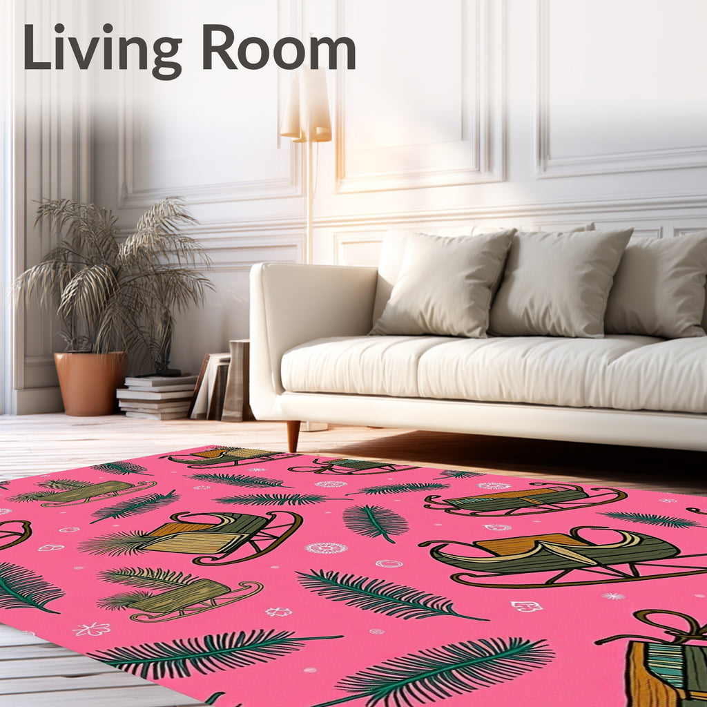 Pink Sleds and Pine Needles Repeat Rug