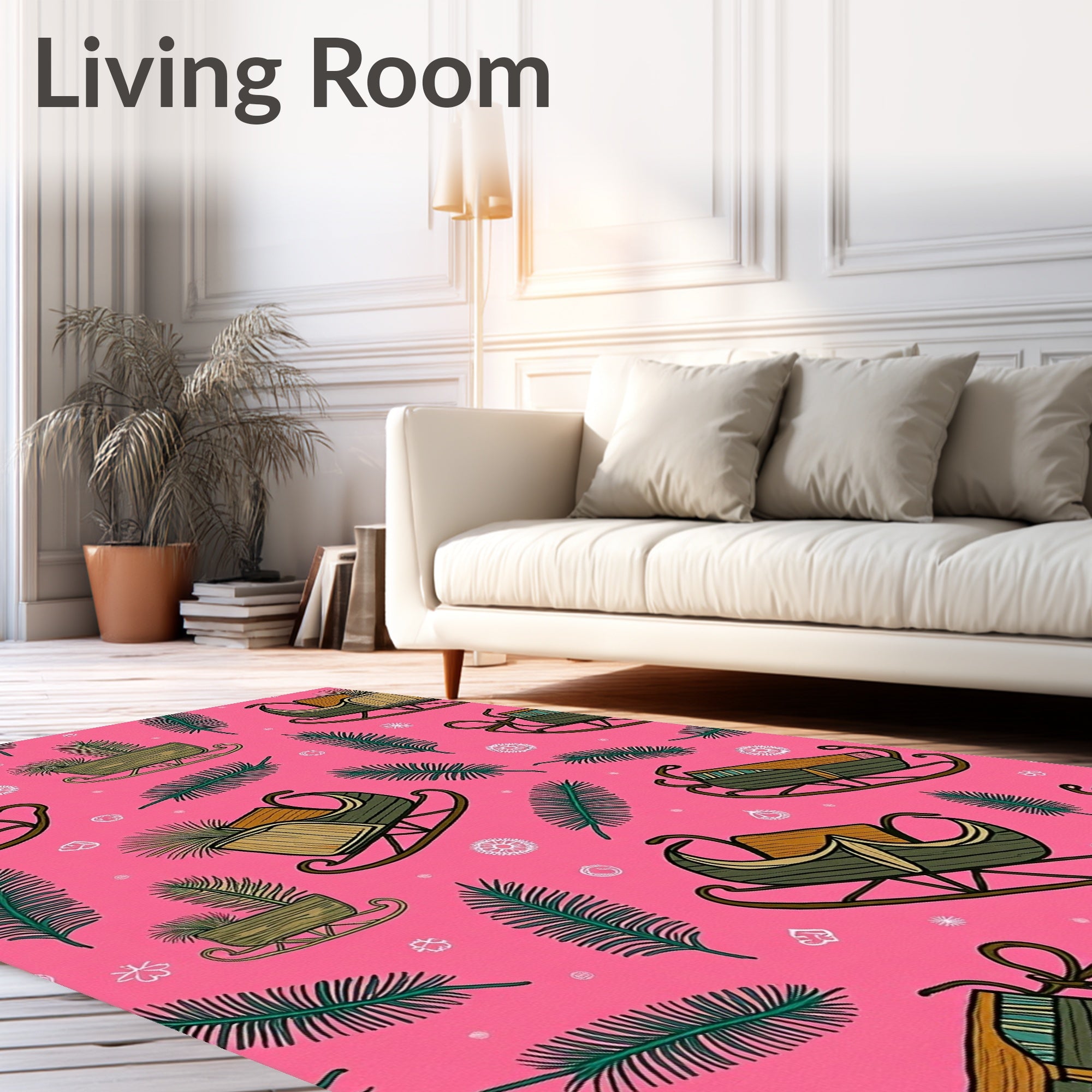 Pink Sleds and Pine Needles Repeat Rug