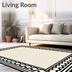 Black Geometric Lattice Border Rug